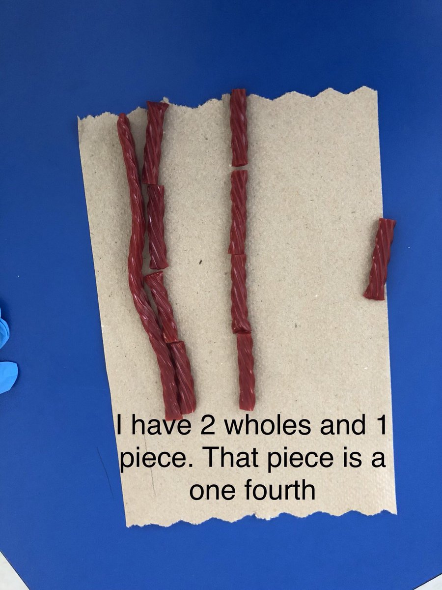 MmeLeeder's tweet photo. #Fractions in Grade 2 with licorice. Doing fractions for #flex15 once a week has certainly built solid understanding for this crew. Check out their thinking. @pennellspeeps @LimestoneDSB https://t.co/9zxjsZrPqg