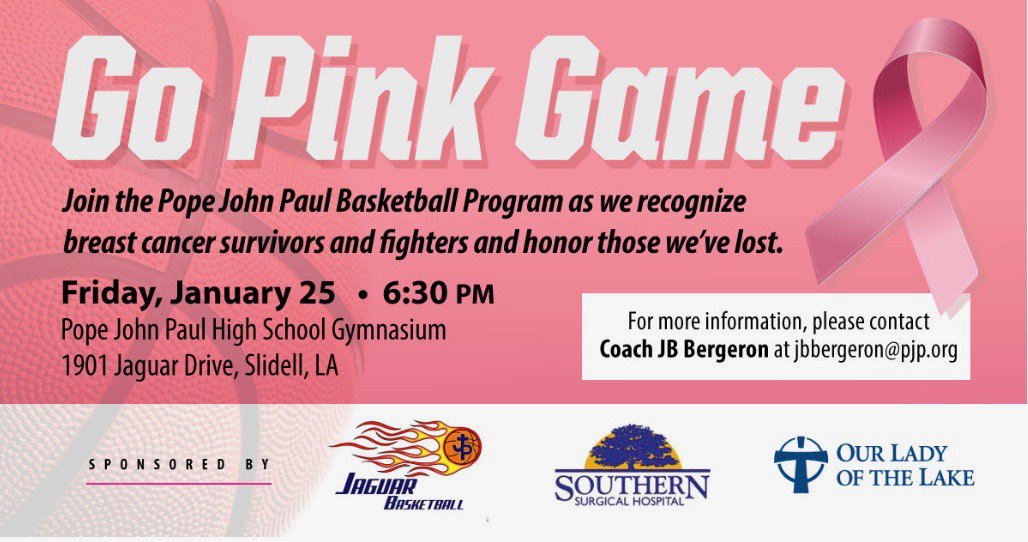 PJP Basketball is proud to present their Breast Cancer Awareness "Pink Out" Game on Friday, January 25th.