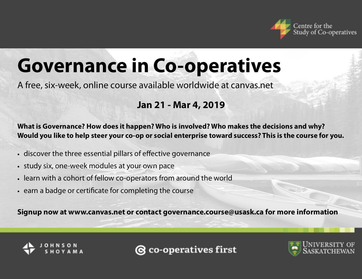 coopstudies's tweet image. Our online course in governance started yesterday. Haven't signed up yet? Good news! You can sign up for the certificate option until January 26th, or if not interested in the certificate can join in any time over the next few weeks. ow.ly/AoAf50kh1z8?