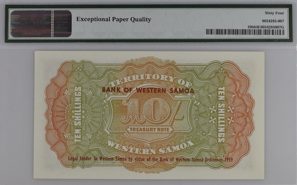 PMGnotes's tweet image. Note of the Day: Western Samoa (Bank of Western Samoa) 1960-61 10/- Shillings ... #pmg #pmgnotes #papermoney #currency #banknote #banknotes #note #notes #westernsamoa #shilling