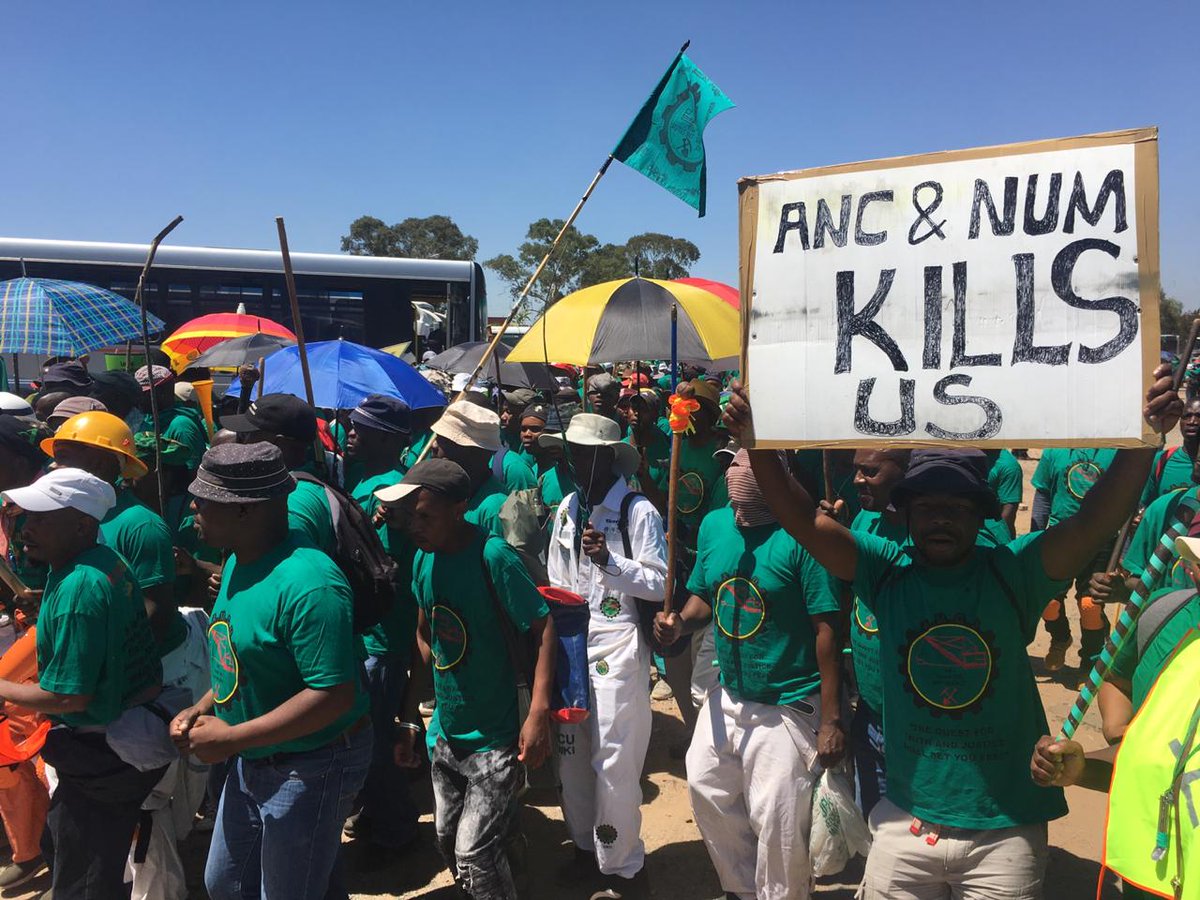 IOL's tweet photo. #AMCUStrike: The Association of Mineworkers and Construction Union (AMCU) marching to the Mineral Council of South Africa against the current wages of mineworkers in South Africa. #AMCU
📸: Bhekikhaya Mabaso/ African News Agency (ANA) https://t.co/3jjLXL2cZn
