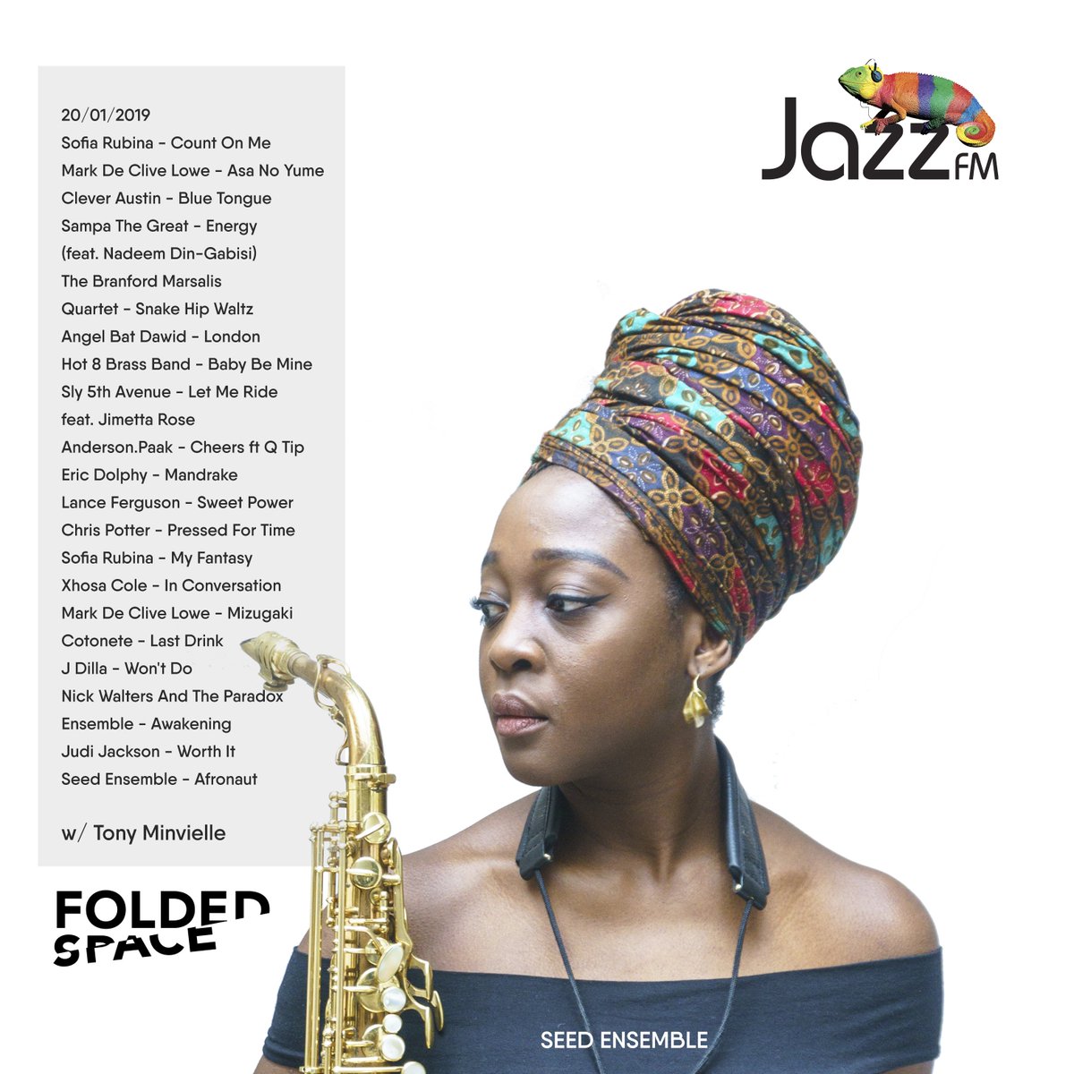TonyMinvielle's tweet photo. Last Sundays #Foldedspace on @jazzfm is now available for streaming w/ @seedensemble @jazzrefreshed @SoFiaRubinA @Hot8BrassBand @headshellbeats @touching_bass @JudiLJackson #AngelBat @intlanthem @MdCL @Sly5thAve + @BBCYoungMus Jazz #XhosaCole in convo 🎧 https://t.co/bMovUf8OZb https://t.co/q9nXlWo4St