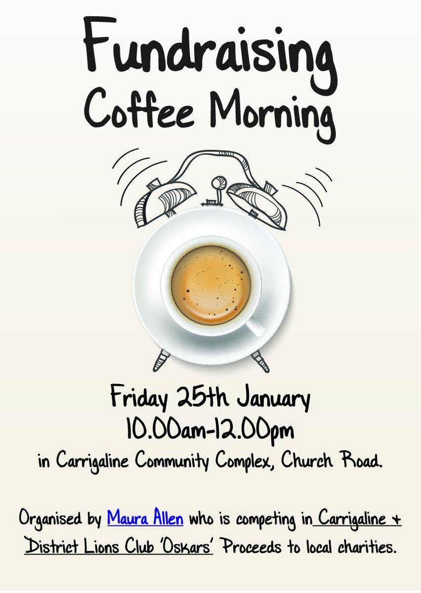 Coffee Morning for local charities organised by Maura Allen who is competing in the Carrigaline District Lions Club Oskars <a href="/CarrigalineTT/">CarrigalineTidyTowns</a> <a href="/Carrigdhounnews/">Carrigdhoun Newpaper</a>