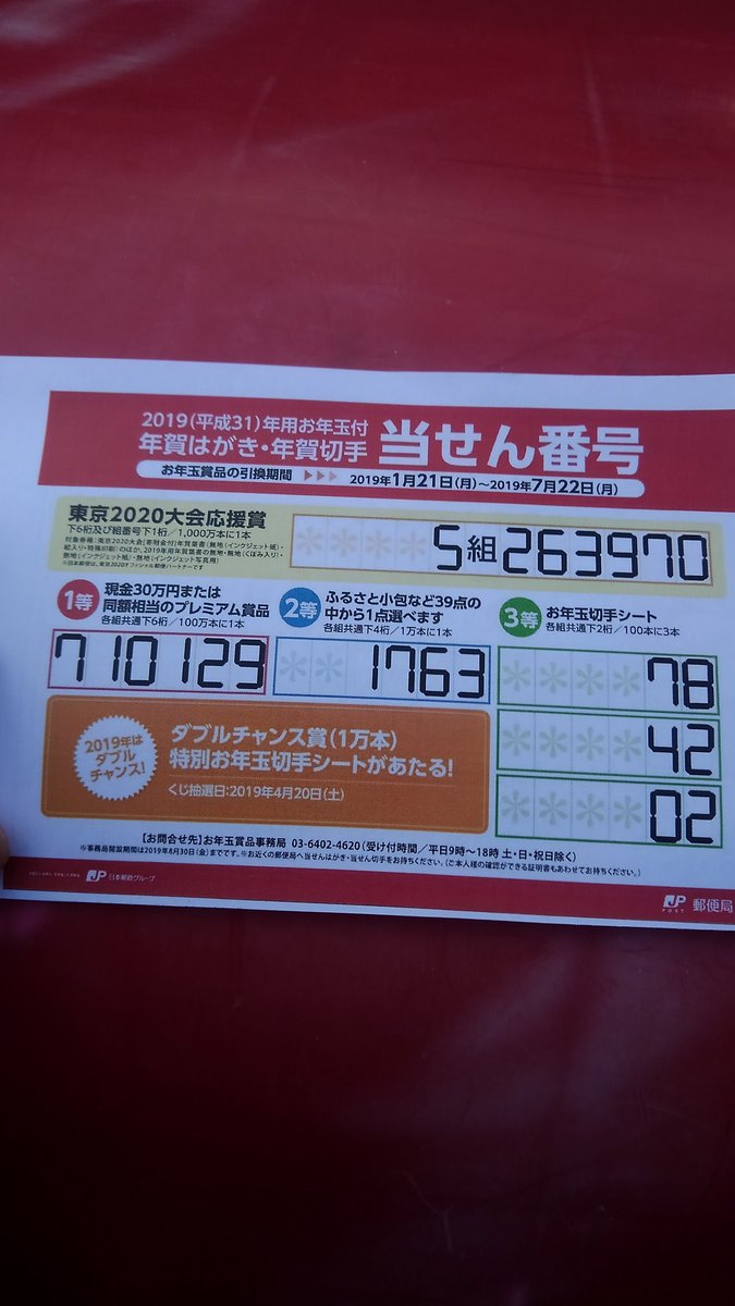 年賀状当選番号 年賀状当選番号