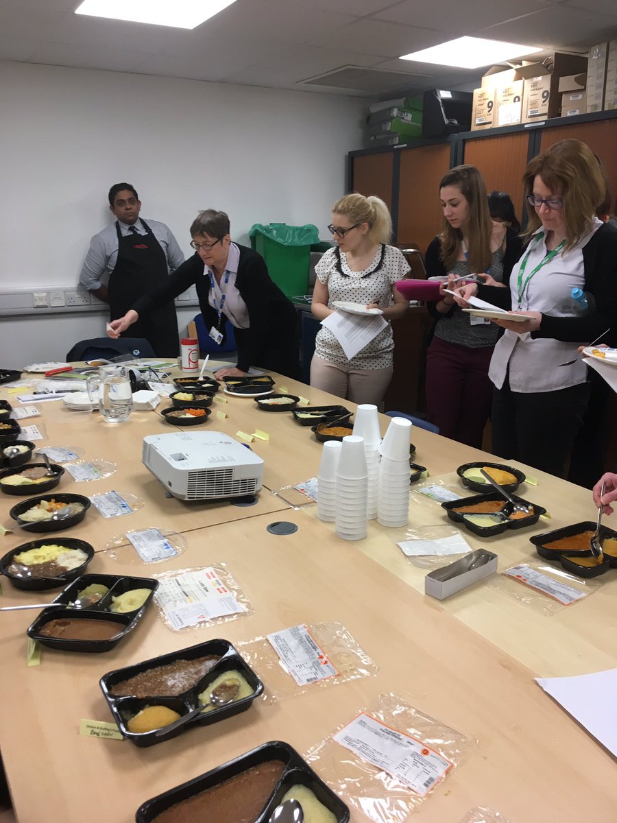 CUH_dietitians's tweet photo. Dietitians and #SLTs sampling #IDDSI texture 4, 5 and 6 meals for the hospital menu
#WhatDietitiansDo #SafeSwallow #Taste #Variety https://t.co/TFqrVObz9T