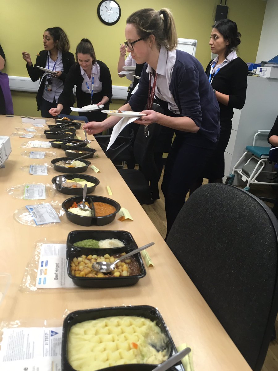 CUH_dietitians's tweet photo. Dietitians and #SLTs sampling #IDDSI texture 4, 5 and 6 meals for the hospital menu
#WhatDietitiansDo #SafeSwallow #Taste #Variety https://t.co/TFqrVObz9T