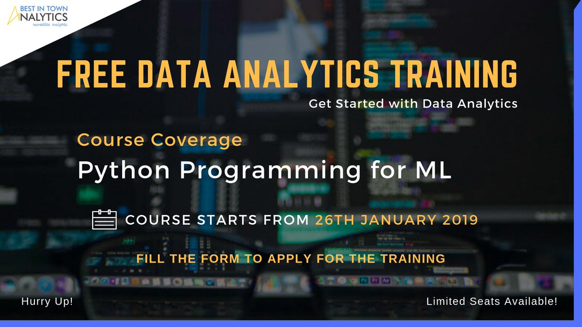Free #DataAnalytics Training! We are starting a #Free session for Python Programming for Machine learning this Saturday Fill the form to get Access: lnkd.in/f9JKw53 #DataScience #Python #ML #MachineLearning #Training