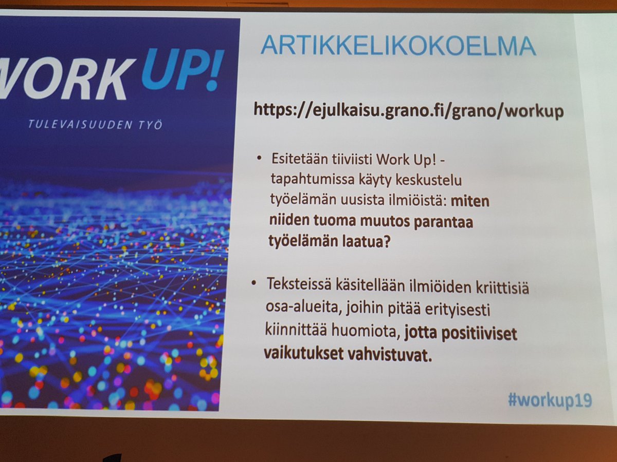 tyoterveys's tweet photo. Work Up - tilaisuuksien sarja työelämän ilmiöistä päättyi tänään Pienyrittäjät ja yhteisöllisyys -teemaan. Kooste keskusteluista löytyy Työelämä2020 sivuilta. #työnmurros #työelämä Kiitos #Workup18 #workup19 yhteistyöstä idean isä @tuomoalasoini @Tyoelama2020 @BusinessFinland https://t.co/RiupiZwLmD