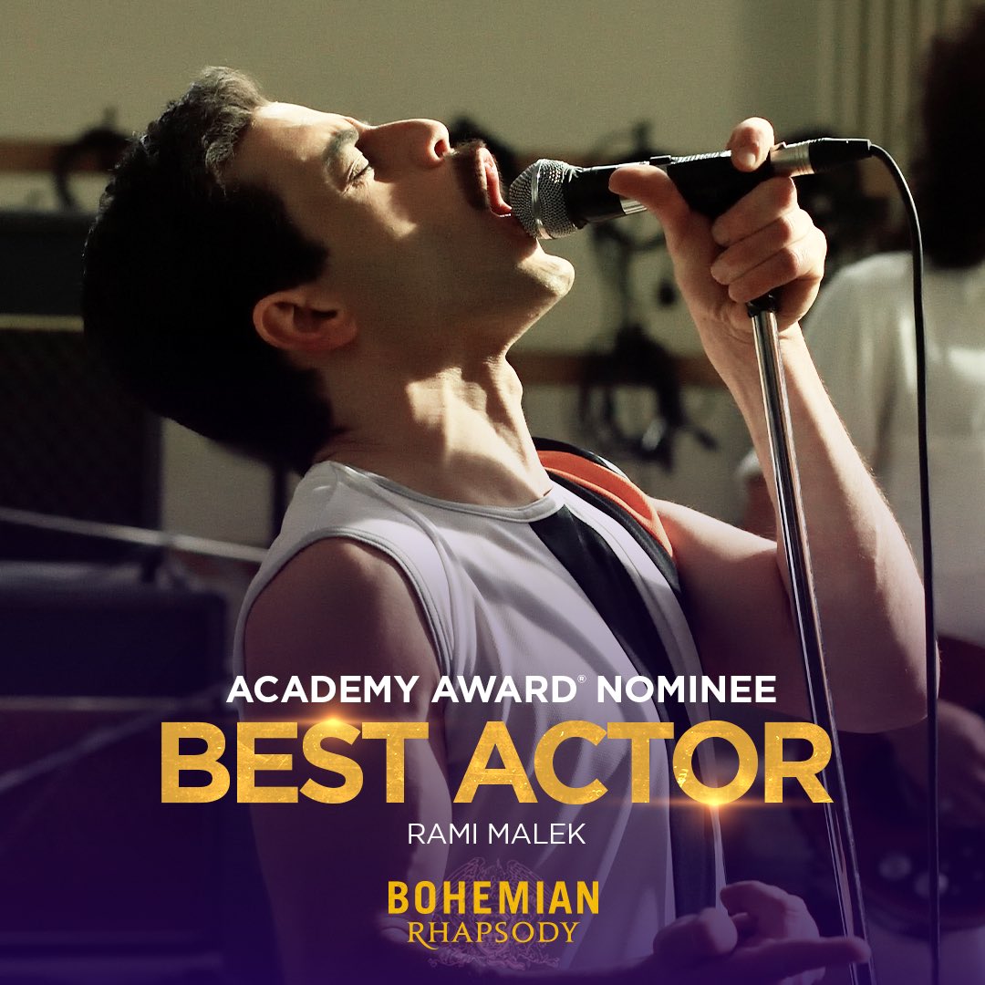 A huge congratulations to @ItsRamiMalek for his amazing performance! #BohemianRhapsody has been nominated for the @TheAcademy Award for Best Actor in a Leading Role. #OscarNoms