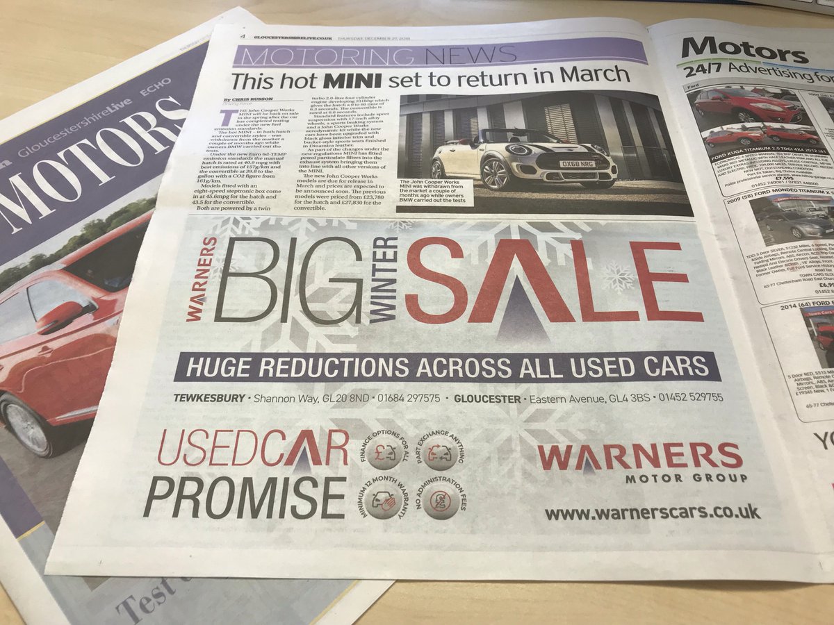 We can design adverts for all sizes in magazines and newspapers 🗞️

Take a look at one we have done recently for the ' Warners Big Winter Sale' on behalf of Warners Cars.

warnerscars.co.uk