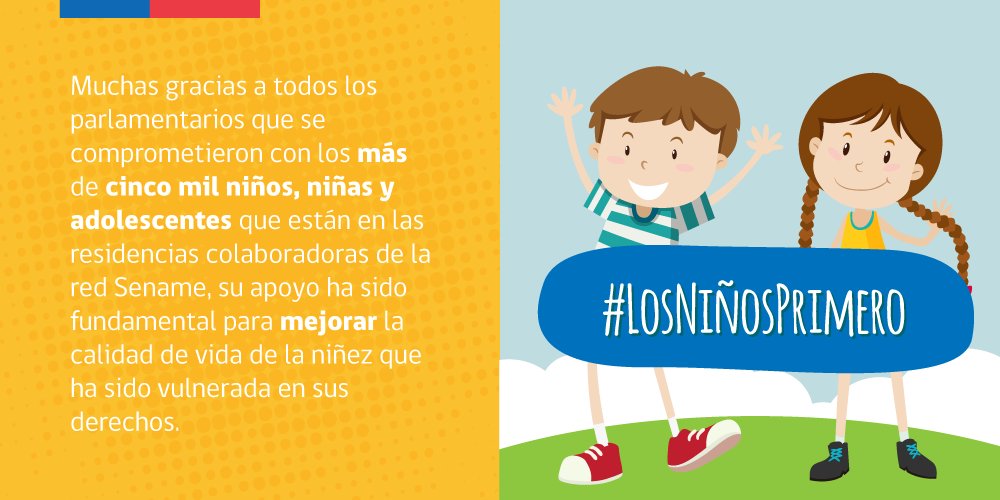¡Excelente noticia! Con la aprobación en la Cámara de Diputados, terminaron los 9 meses de tramitación legislativa del proyecto de ley que aumenta las subvenciones a residencias colaboradoras de #Sename, que favorecerá a más de 5 mil niños, niñas y adolescentes #LosNiñosPrimero