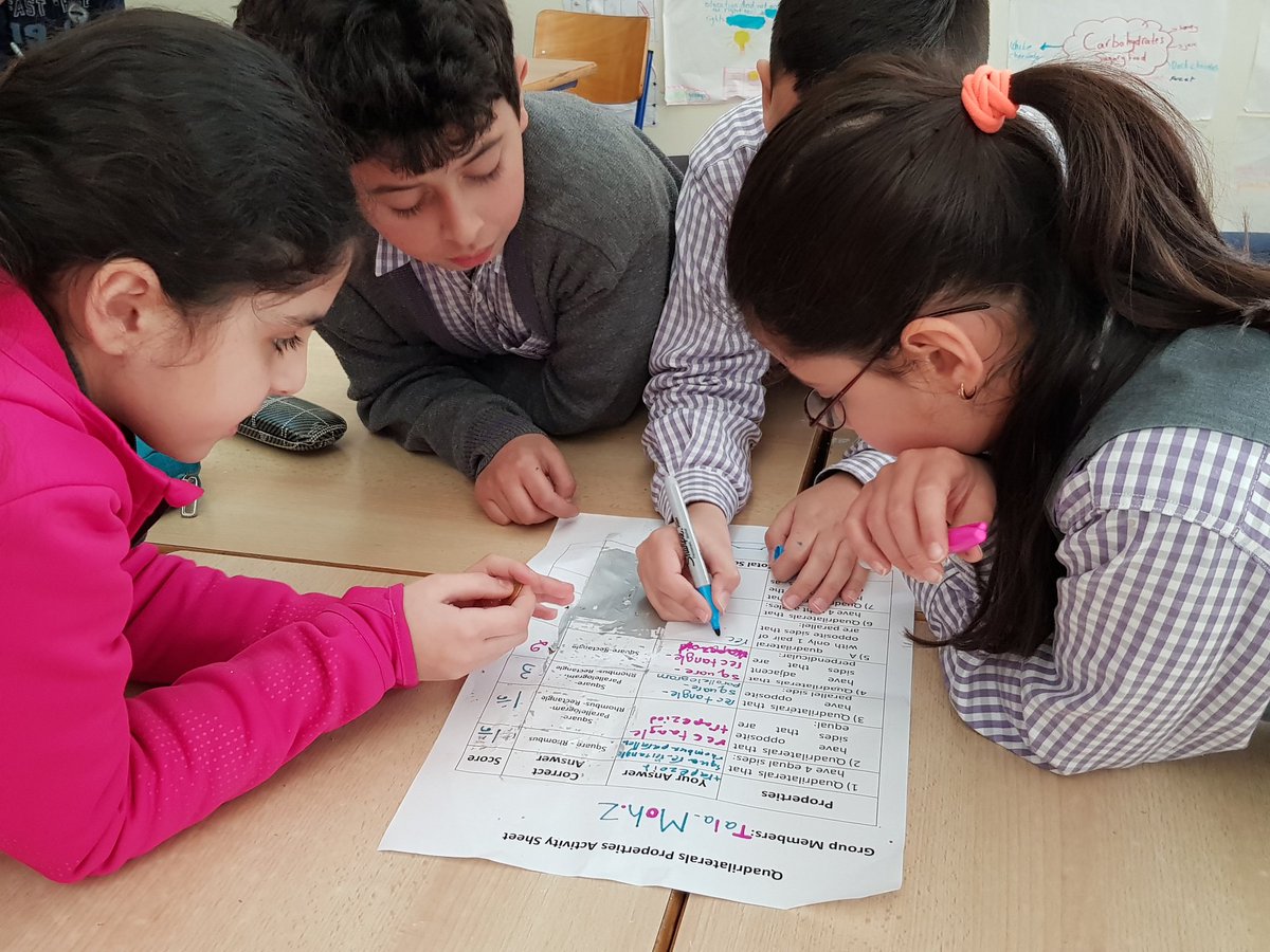 najahshams's tweet photo. 5th graders assessed their knowledge of the attributes of quadrilaterals through a #scratch_off group activity @DawhaHighSchool @FawziehHn #self_assessment #prior_knowledge โโ๐ถ๏ธ https://t.co/a7Ue5CpOQF
