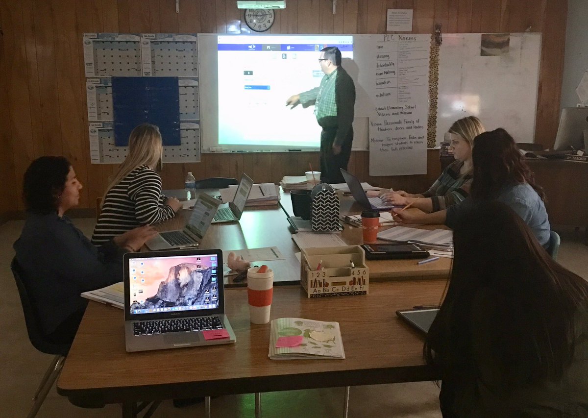 Mr. D <a href="/TDePalermo/">Troy DePalermo</a> provides 1st grade PLC with PD on creating cross curricular lessons using myON. #MatadorFamily