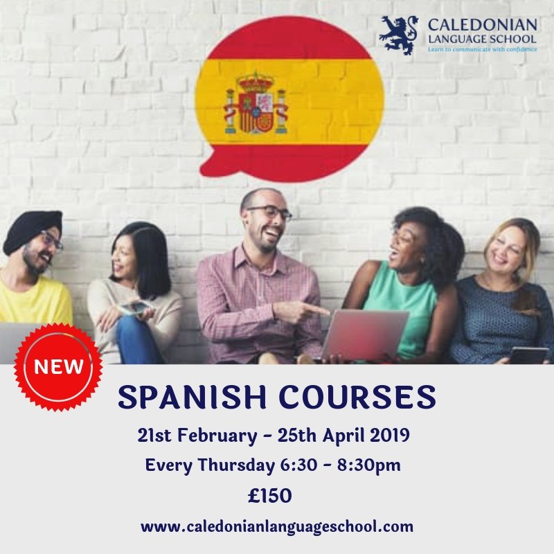 CaledonianLS's tweet photo. 10 weeks of #Spanishcourse in #Edinburgh for only £150! Sign up today! For more information email us at info@caledonianlanguageschool.com 
.
.
#languages #learnspanish #SpanishVocab https://t.co/ruPAc13TTi