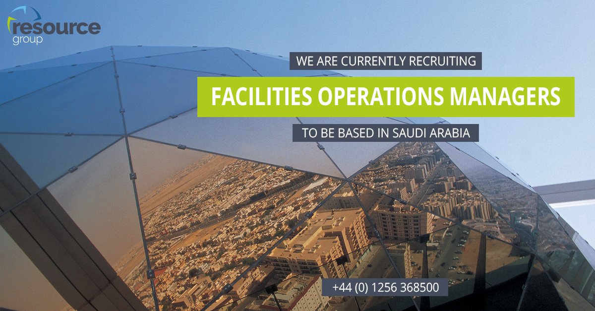 We are currently recruiting for #Facilities #OperationsManagers, to be based in #SaudiArabia. To find out more, get in touch with Ryan today on +44 (0) 1256 368 500 or send your CV to ryan.clennell@resourcegroup.co.uk #AVDaily