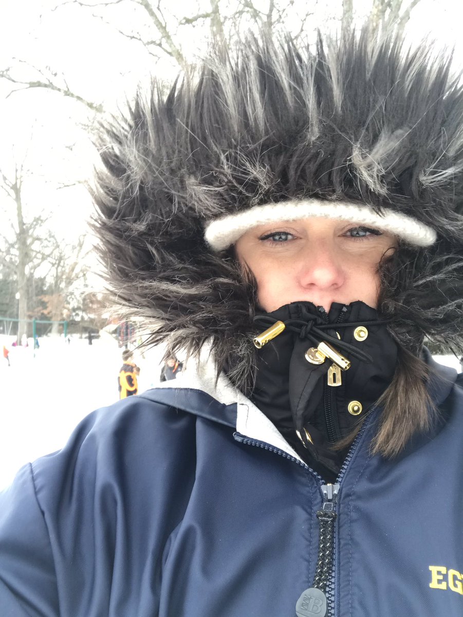 2 coats, 2 hats, sub-zero temp boots... this is what recess duty looks like in January.