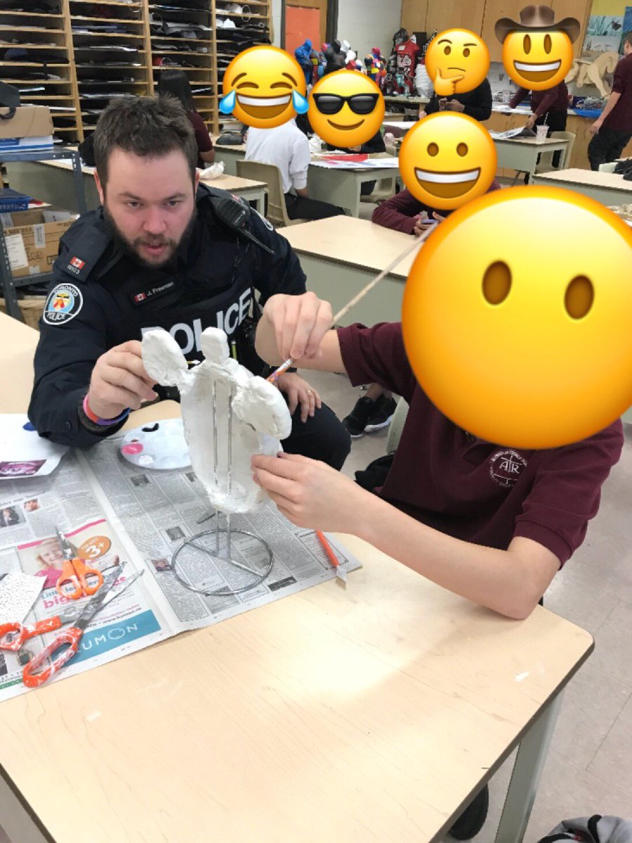 PCJohnFreeman's tweet image. With @yt_robby in @MsDPimentel ‘s #artroom working on a #clay and #plaster mask @romeroraiders @TCDSB I wish I had taken more art classes in high school #lifelonglearning never to old to learn new things #community #engagement