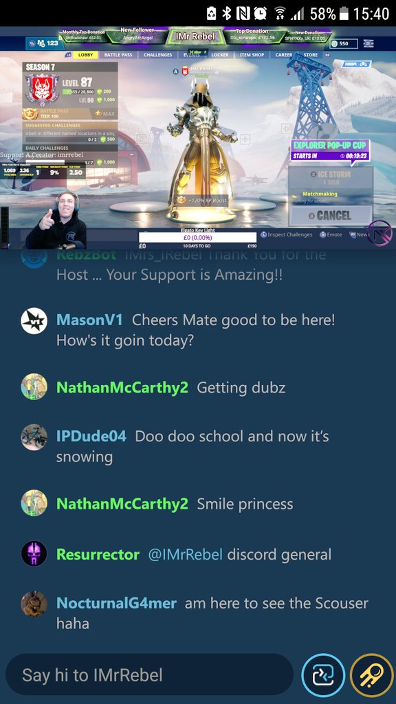 rebzmod's tweet image. We are live!! You know the score, stream snipe lobbies come in get your chance at killing @IMr_Rebel and if you manage to kill him and win the game you get a shootout on every social media, fancy your chances?? Get in here then! #FortniteBR #Epic #mixer  #mixerstreamersunite