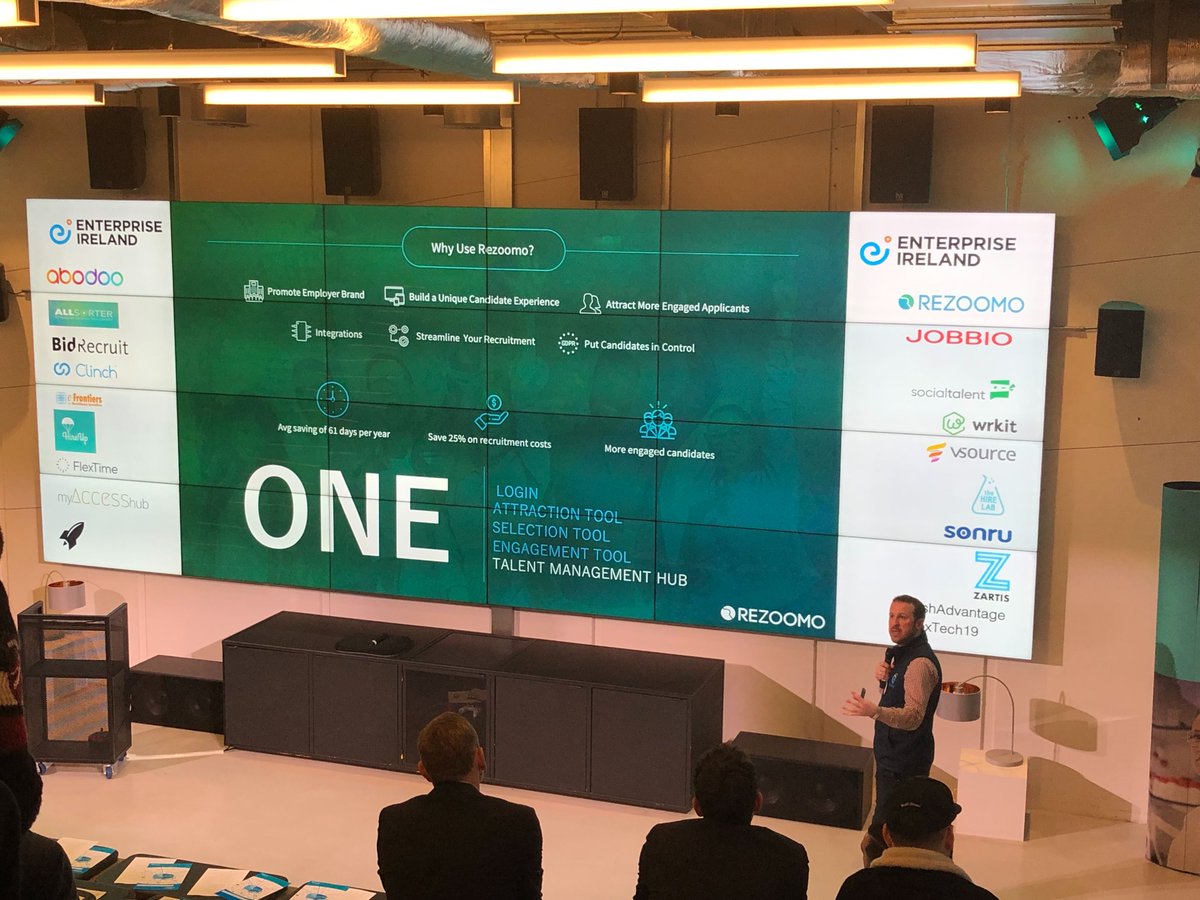 rezoomo_com's tweet photo. Our CEO @CathalD2606 showcasing all of the great features, benefits, and advantages of using the Rezoomo Talent Management Hub! #NexTech19 #IrishAdvantage #HRTech https://t.co/ODl4sEry0h