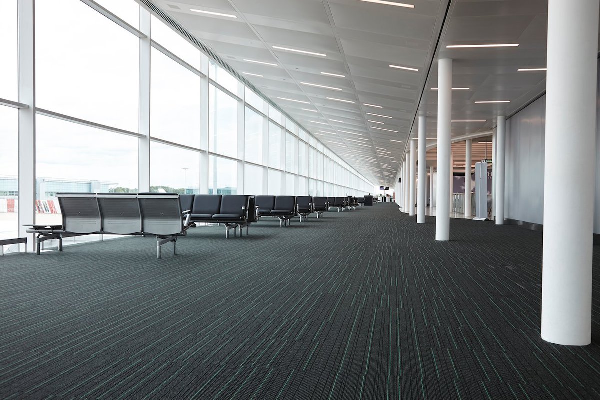 Desso_UK's tweet photo. Have you spotted our AirMaster #carpet tiles @STN_Airport? This range was selected to create a stylish new look for the thousands of jetsetters using the airport everyday #interiordesign https://t.co/pVXW8HFmF8