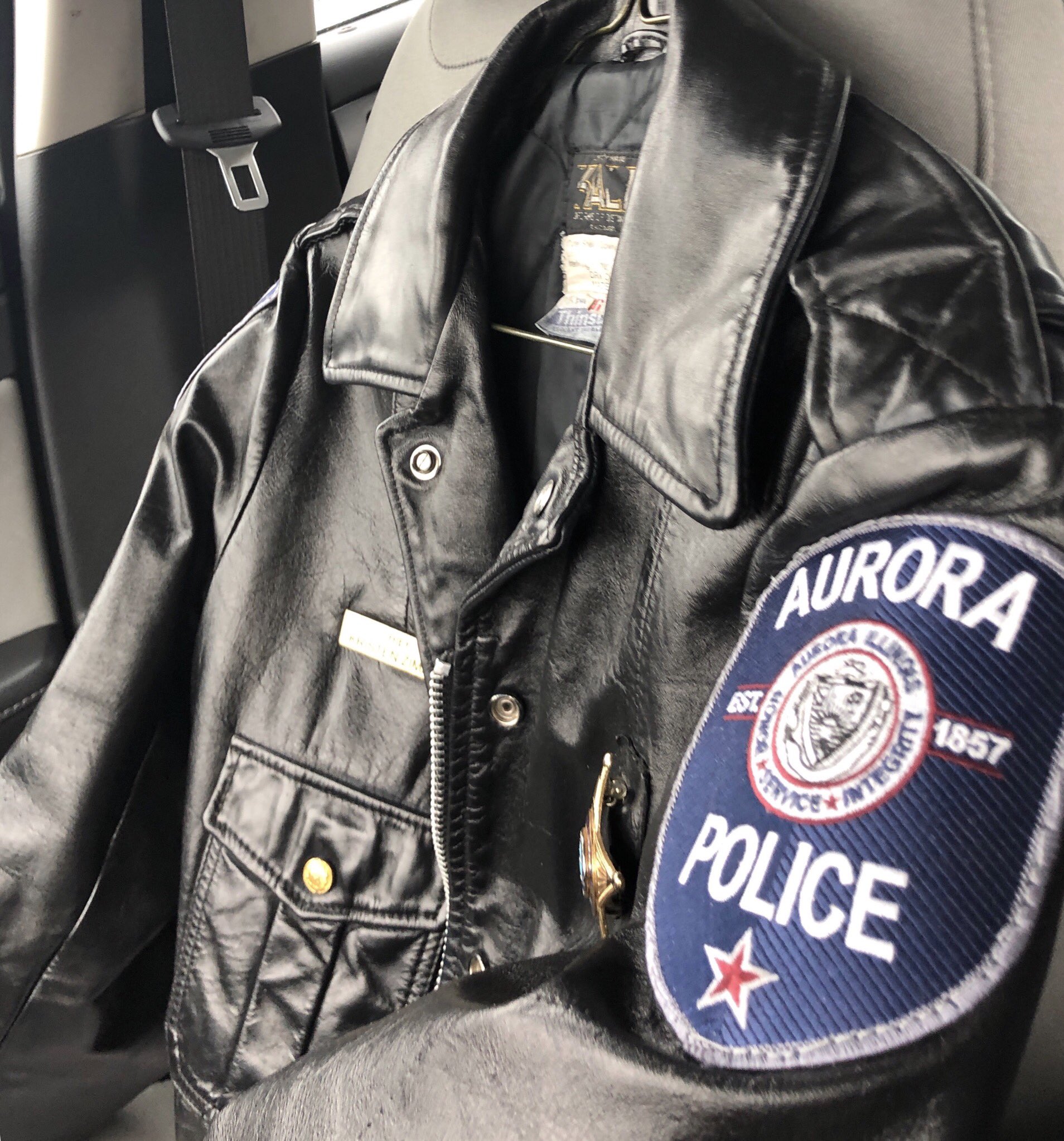 Vintage leather police jacket shop