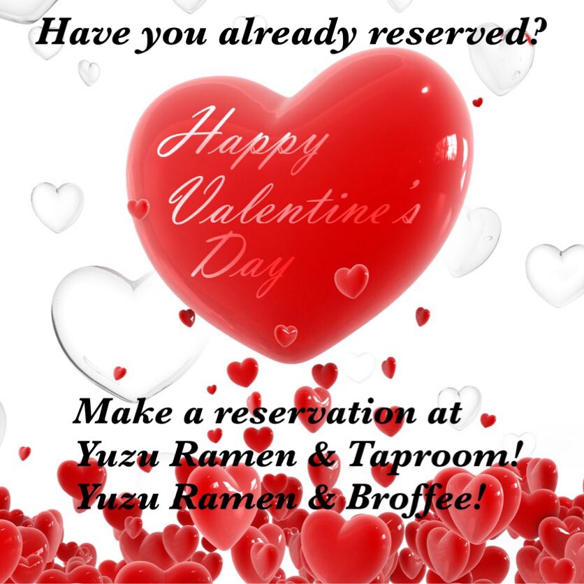 yuzuramenca's tweet photo. Make #valentines #reservations now!
#Yuzu #Ramen & #Broffee Tel:510-853-1525(#Emeryville)
Yuzu Ramen & #Taproom
Tel:415-747-8730(#SanRafael) It’s never too early! We promise you, you’ll be enjoying your very #romantic #dinner for two at our #restaurants❤️ Call today😘💋 #BayArea https://t.co/yaQUab5cfF