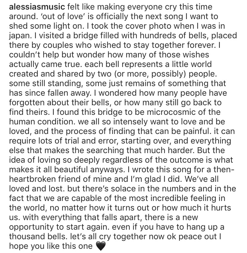 Out of Love. 
the next song I want to shed some individual light on🖤