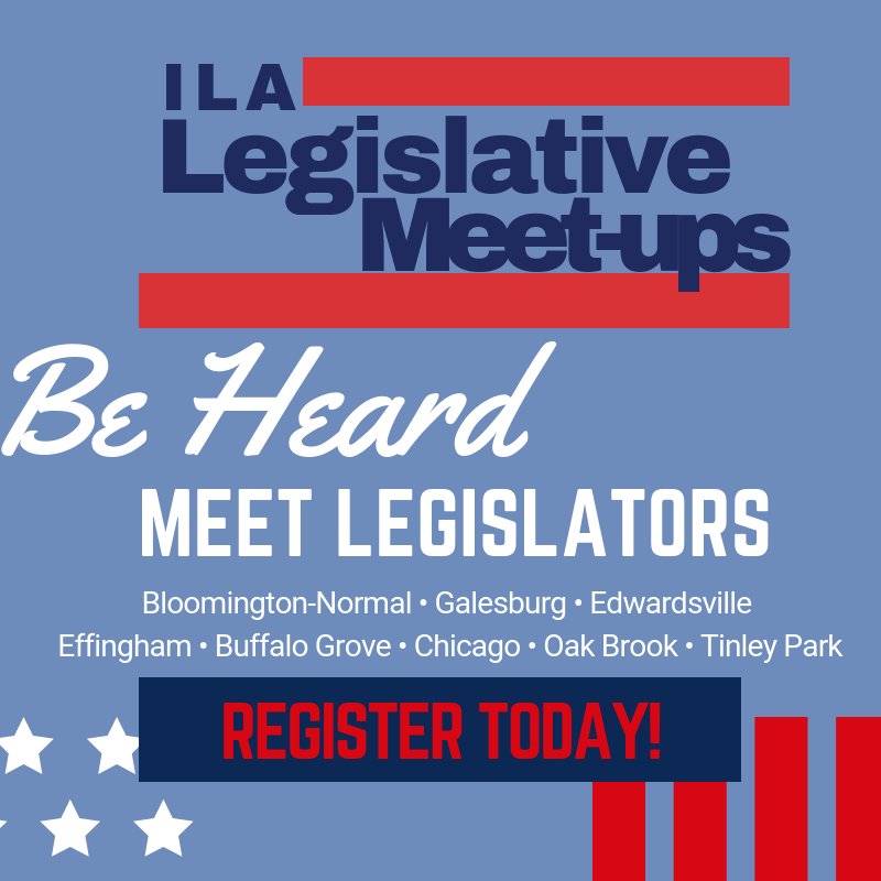 IllLibraryAssoc's tweet photo. Meet with your state and federal legislators at one of our Legislative Meet-ups! Register today for a chance to discuss the issues that affect your library. https://t.co/pmKbyki2ga #ILAMeetups #BecauseLibrariesMatter #Librarians #LibraryTrustees https://t.co/Tx8EBW1Wtk