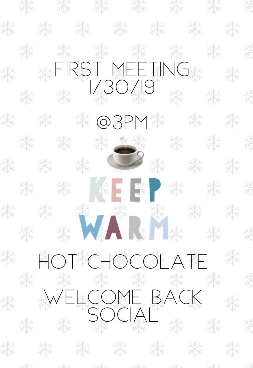 EasternEdClub's tweet image. Happy first day of (cold ☃️) classes and welcome back! Our first meeting of the semester will be next Wednesday at 3pm!
.
.
.
Come find out about the fun events we have planned &amp;amp; get warm with some hot chocolate to jump start the chilly semester - we hope to see you there!!! ❄️🍫