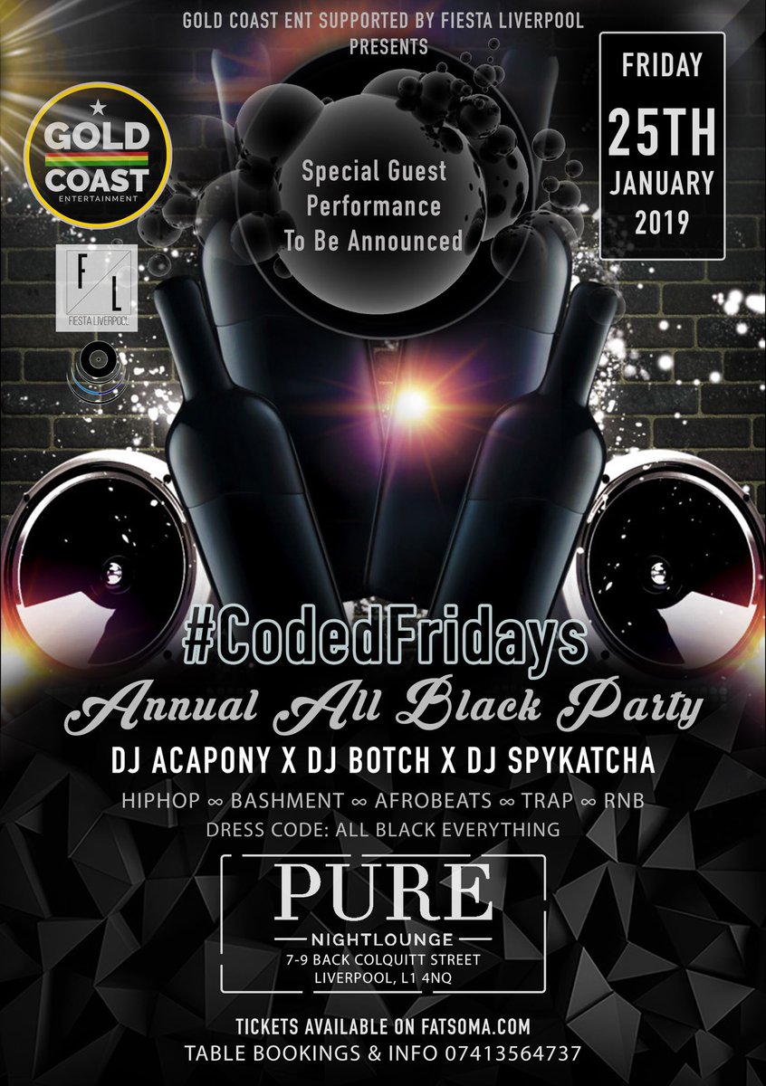 acapony's tweet photo. This Friday‼️ #CodedFridays All Black Party. Touching the decks 💥 We turning up hard as usual 🔥🔥 Tell a friend 👊🏾👊🏾 https://t.co/1l4SAI89HU