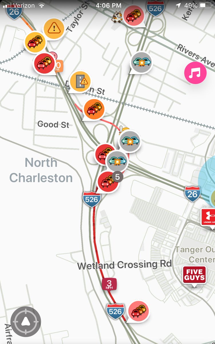 NCFDSC's tweet photo. #chstrfc #chsnews 

❗️Avoid the area of 526 Eastbound. NCFD &amp; multiple other agencies responding to multi-car accident with entrapment. ❗️ https://t.co/Q7t2PKAVKS
