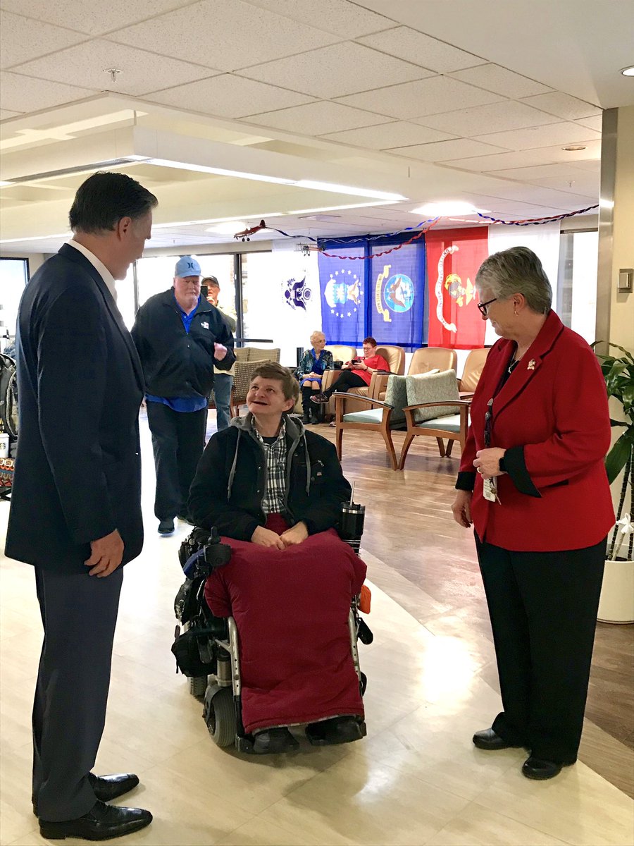 SenatorRomney's tweet photo. Our nation’s veterans deserve the absolute best care our country can offer. Visited the VA Medical Center in Salt Lake City today to learn about the services they provide to the more than 60,000 veterans across the region. https://t.co/KfZgyxypdm