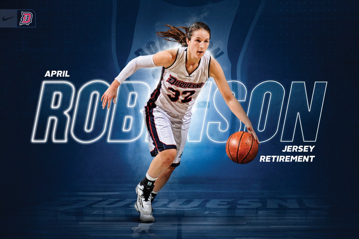 DuqWBB's tweet photo. Join us this Sunday as we honor @AprilRobinson32 by retiring her jersey in a pre-game ceremony at our game vs. George Washington! Make sure to get here early!

Post-game, April will be signing autographs with the team! #GoDukes https://t.co/96tWgOmrHj