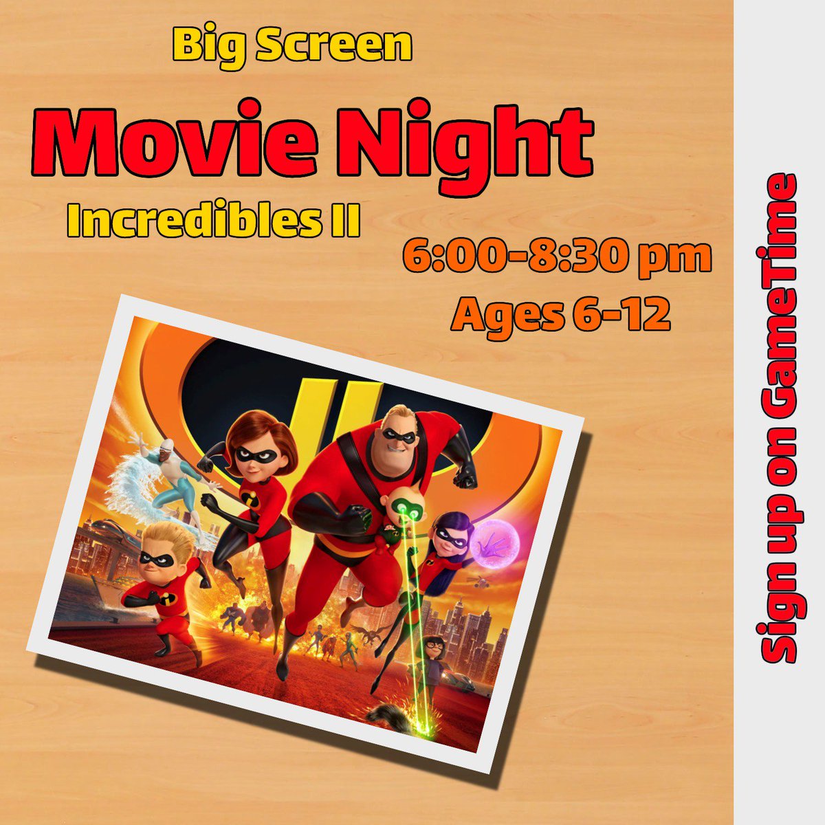 thederrickclub's tweet photo. Have your kids join us Friday, February 1st for a big-screen movie experience in the Small Gym! Children will be supervised & snacks will be provided. Find details on GameTime. 📽 #MovieNight #DerrickEvents #FriYAY https://t.co/ztn3kvjAA1