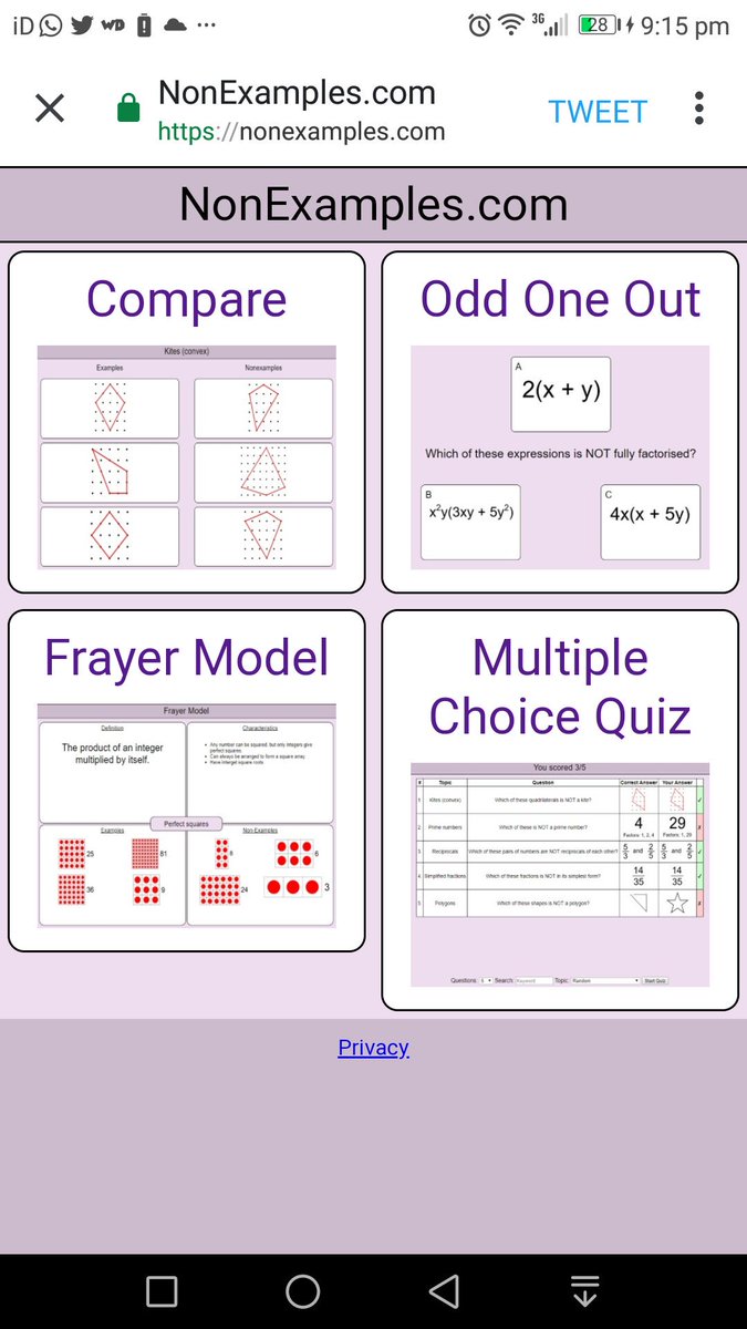 purpleteacherSc's tweet image. Two teaching &amp;amp; learning game changers discovered in one night and both from @StudyMaths this time: nonexamples.com 
Amazing resource! I can imagine applications for self study, whole class teaching and peer tasks...