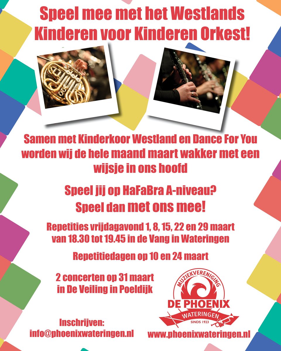 PhoenixMuziek's tweet photo. Speel jij mee met het Westlands Kindere  voor Kinderen Orkest? Schrijf je snel in! https://t.co/wx4gqkaqyI