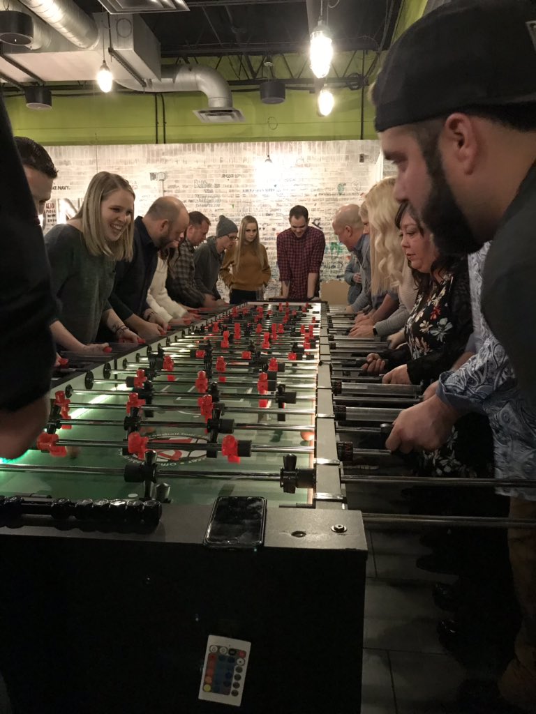 EatatSHACK's tweet photo. A great time had by all at our🎄OGHG Holiday Party ❄️
•Huge THANKS to @macslocaleats for catering our event! 🍔 if you haven’t tried their burgers you’re missing out!•
.
.
#eatatshack #holiday #party #foosball #burger #football #january #thanksforanothergreatyear https://t.co/dfrqvJGr6W