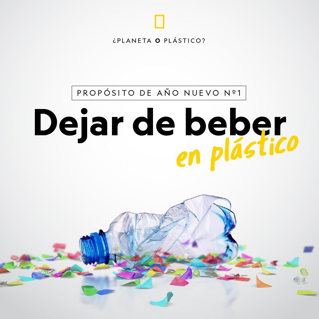 NatGeoEspana's tweet photo. Cada hora se desechan 2,5 millones de botellas de plástico. 
Nuestro propósito para este 2019 es beber siempre de botellas de agua reutilizables en lugar de botellas de plástico, reduciendo el plástico de un solo uso de nuestra vida diaria. #PlanetaOPlástico ¡Comprométete y  RT! https://t.co/qcUWtHvqkD