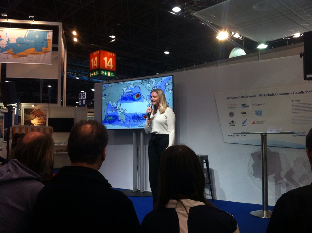 naemirey's tweet photo. #loveyourocean ambassador @emilypenn #OceanForum about #Exxpedition @nonstopboot #Boot19 #sailing #plasticsoup https://t.co/pxaMKsHSdH