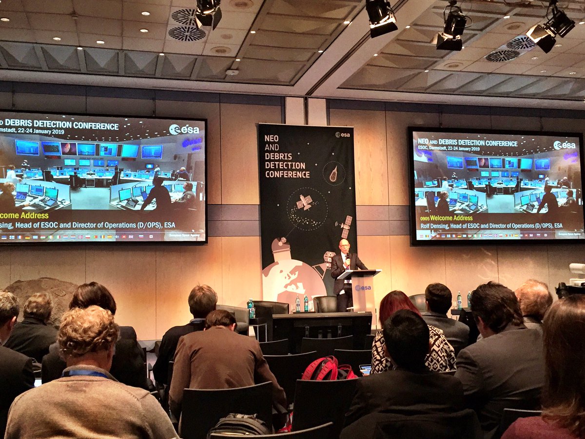 Bernhard_Weyhe's tweet photo. #SpaceDebris and #NEOs remain a major topic in the European and global Space community. Today, @esaoperations Director Rolf #Densing welcomed 300 conference guests on the topic in Darmstadt, including many journalists. #Asteroids #Debris #CleanSpace #SpaceSafetyandSecurity https://t.co/AtNfloJURD