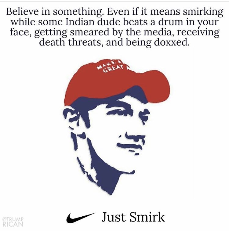 GetReal707's tweet photo. The catholic school #MAGA kids are legends. #JustSmirk https://t.co/WGEC35V0nv