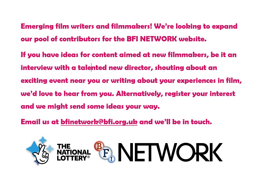 bfinetwork's tweet photo. We need new content for the BFI NETWORK website! ✏️If you're an emerging filmmaker or film writer, take a look at the below and get in touch 👇 https://t.co/hpt96nrhiE