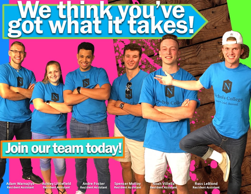 Do you see yourself working for ResLife? Check your email for more info and application or visit reslife.nichols.edu to apply! Apps due Feb. 6 at NOON! <a href="/NC_ResLife/">NC_ResLife</a> <a href="/NC_ShamieHall/">Shamie Hall</a> <a href="/NC_RemHall/">Remillard Hall</a> <a href="/Nichols_College/">Nichols College</a>