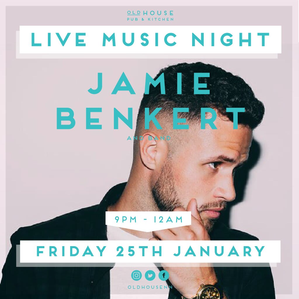 Here's something to liven up your January! 

Don't miss Jamie Benkert performing on Friday 🎵