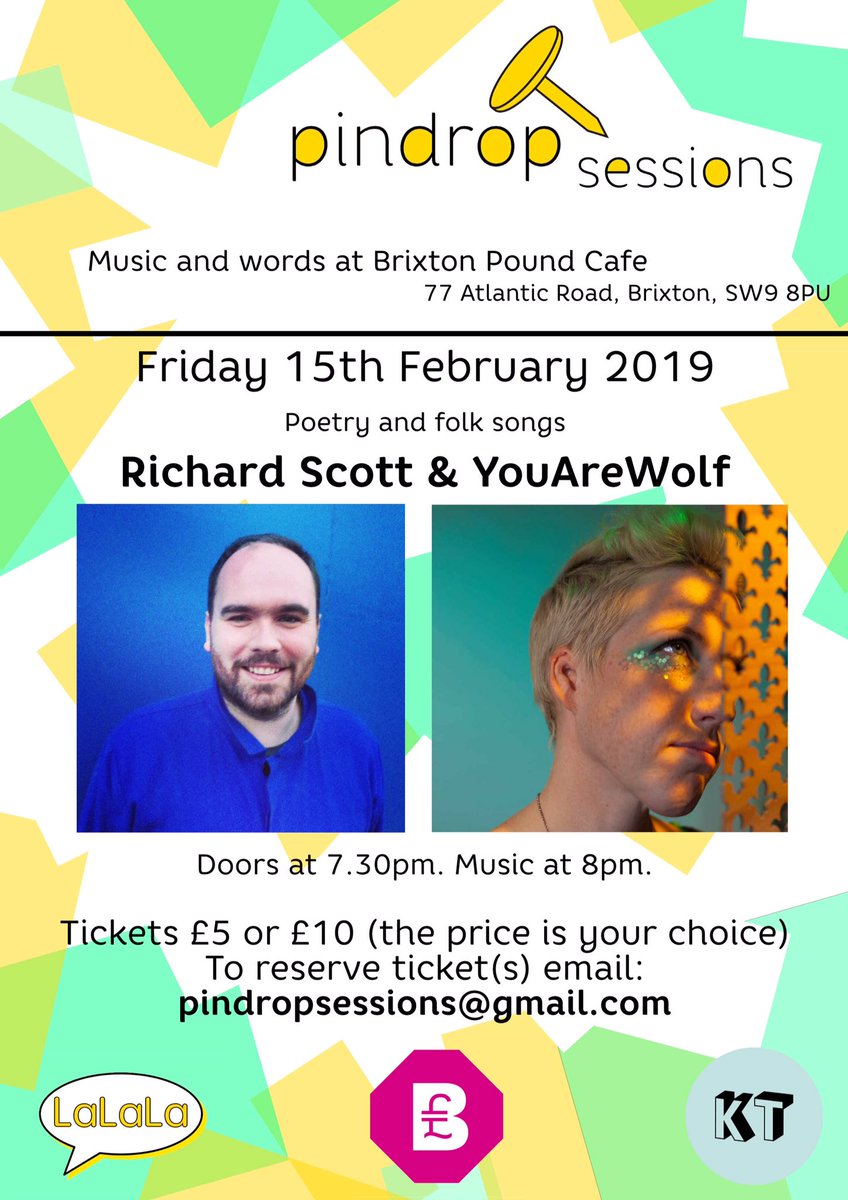 LaLaLaRecords's tweet photo. 🚨//GIG KLAXON//🚨PinDrop is back on Friday 15th Feb at @brixtonpound cafe. We have folk music from @kj_funk (YouAreWolf) and beautiful words from poet @iamrichardscott 👀👂🧡 Email pindropsessions@gmail.com to save your place(s) 💥 https://t.co/J6Pf7L3xuh