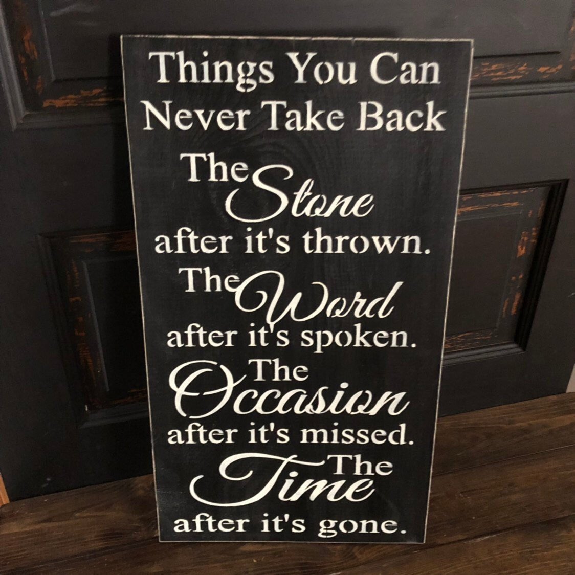 primitivegifts's tweet photo. Excited to share this item from my #etsy shop: Things you can never take back, inspirational sign https://t.co/J6bxXDL7ll https://t.co/ircD9JyHGD