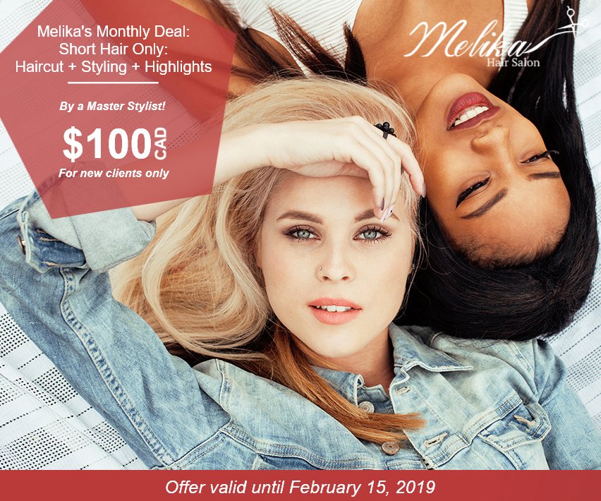 MelikaHair's tweet photo. Our February hair deal for new clients with short hair: Hair cut, Hairstyling and Highlights for just $100.- #hairstyle #Haircut #Highlights #haircolor #Vancouver #hairsalon https://t.co/VSsNXERZVY