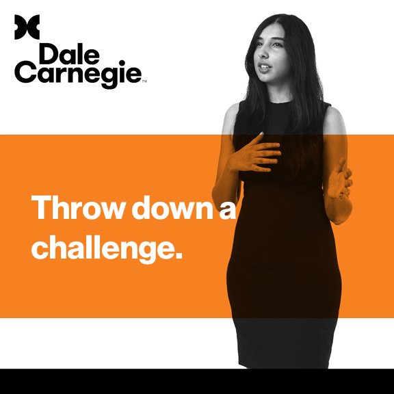 DaleCarnegieWCT's tweet photo. "Throw down a challenge." - Dale Carnegie Principle #21 
Learn more success principles from Dale Carnegie's "How to Win Friends and Influence People." https://t.co/fvyQGirOmN https://t.co/JImdmTG0sp
