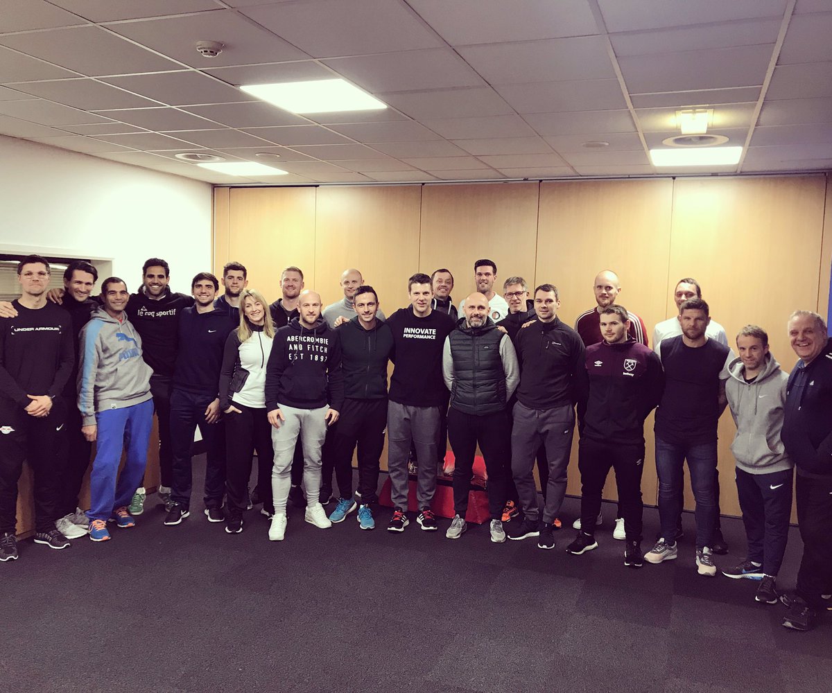 AndyBarrPT's tweet photo. Another fantastic two days teaching the #football #strength model in #Bolton #UK to some of the best practitioners in football ⚽️ across Europe. A great way to cap the European tour!
#innovateperformance #wfa #education https://t.co/YZjLZ4YbMM