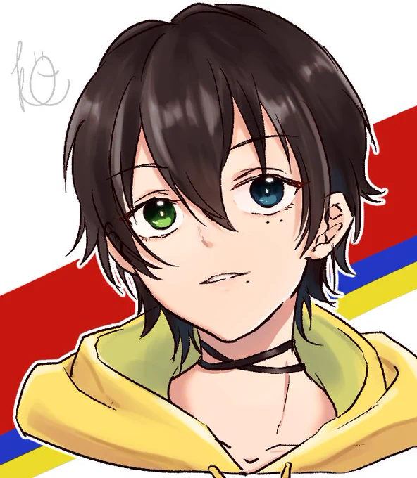 初描き3目の形がとってもかわいい子!(ペンと塗り模索中) 